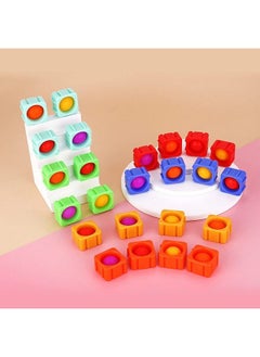 Generic Pop Fidget Toys Bubble Sensory Toy Girl Boy 24Pcs Colorful Silicone Fidget Building Block Toy Set Autism Special Needs Stress Relief Kids Educational Dimple Fidget Packs Puzzle Toy Toddler Gift  - Image 3