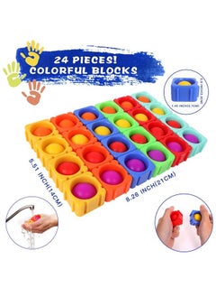 Generic Pop Fidget Toys Bubble Sensory Toy Girl Boy 24Pcs Colorful Silicone Fidget Building Block Toy Set Autism Special Needs Stress Relief Kids Educational Dimple Fidget Packs Puzzle Toy Toddler Gift  - Image 5
