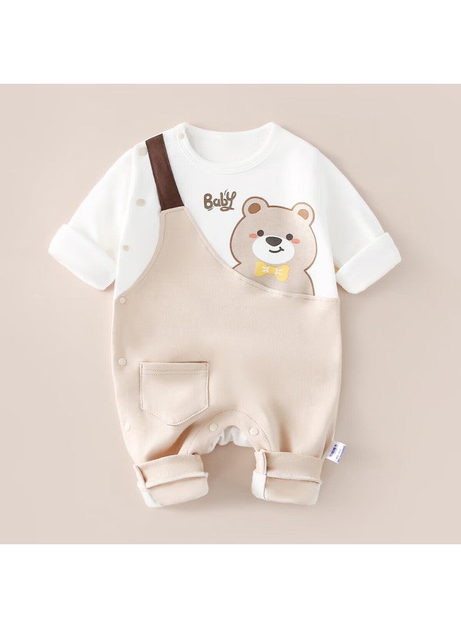 Doxiluka Dohilooka Baby Spring Romper Newborn Clothes Boys Girls Four Seasons Long Sleeve Jumpsuit Suspender Coffee Bear 66 - Image 1