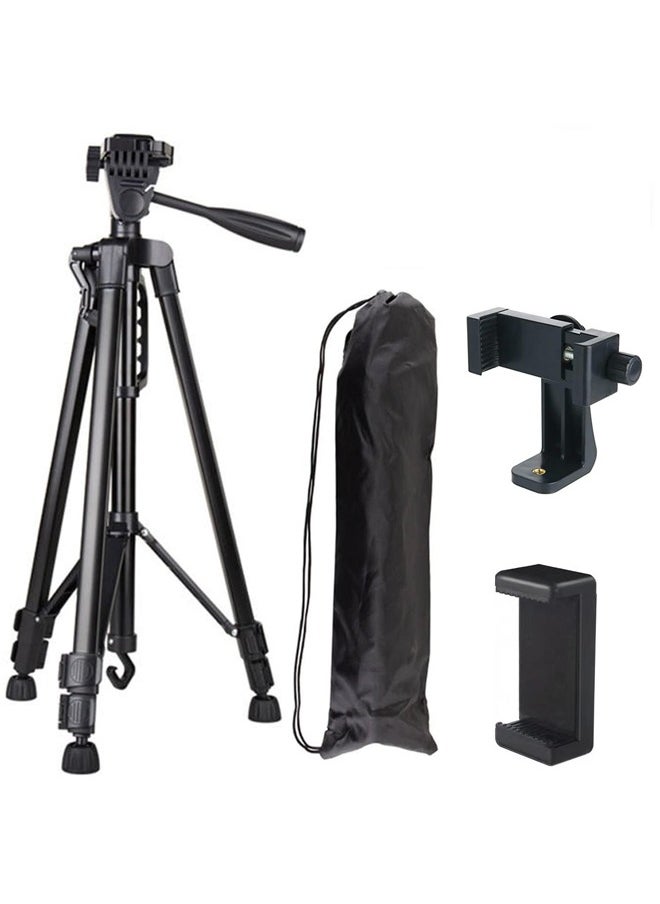 MOG - Mog 3366 Aluminium Tripod Stand with Mobile Holder Clip for Mobiles and DSLR Camera Tripod for YouTube Insta Reels Video Recording Vlogging and Live Videos Black - Image 1