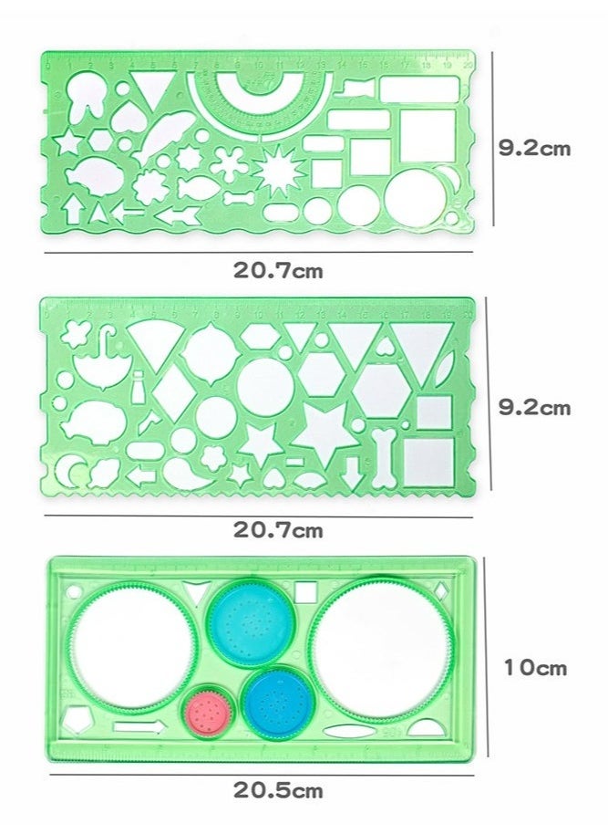7-Piece Clear Drawing Ruler Set, Circle Stencil, Children's Drawing Stencil, Plastic Circles Geometric Template, Ruler Stencil Measuring Tool, Geometric Drawings Templates for Architecture, Office,