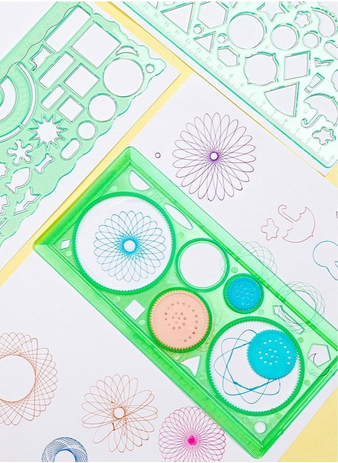 7-Piece Clear Drawing Ruler Set, Circle Stencil, Children's Drawing Stencil, Plastic Circles Geometric Template, Ruler Stencil Measuring Tool, Geometric Drawings Templates for Architecture, Office,