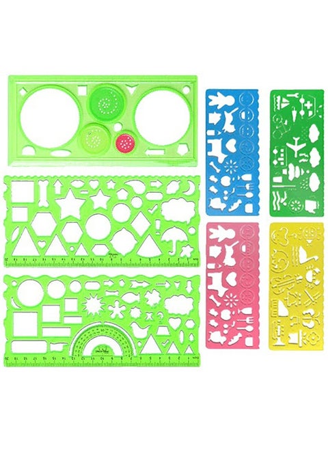 7-Piece Clear Drawing Ruler Set, Circle Stencil, Children's Drawing Stencil, Plastic Circles Geometric Template, Ruler Stencil Measuring Tool, Geometric Drawings Templates for Architecture, Office,