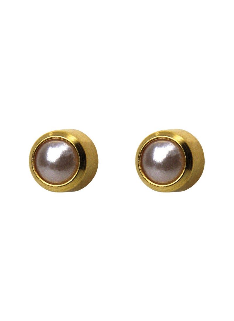 MediSystem Sterilized Earring 24K Gold Plated Bezel 4mm Pearl Stone dozen (12 pieces)  - Image 1