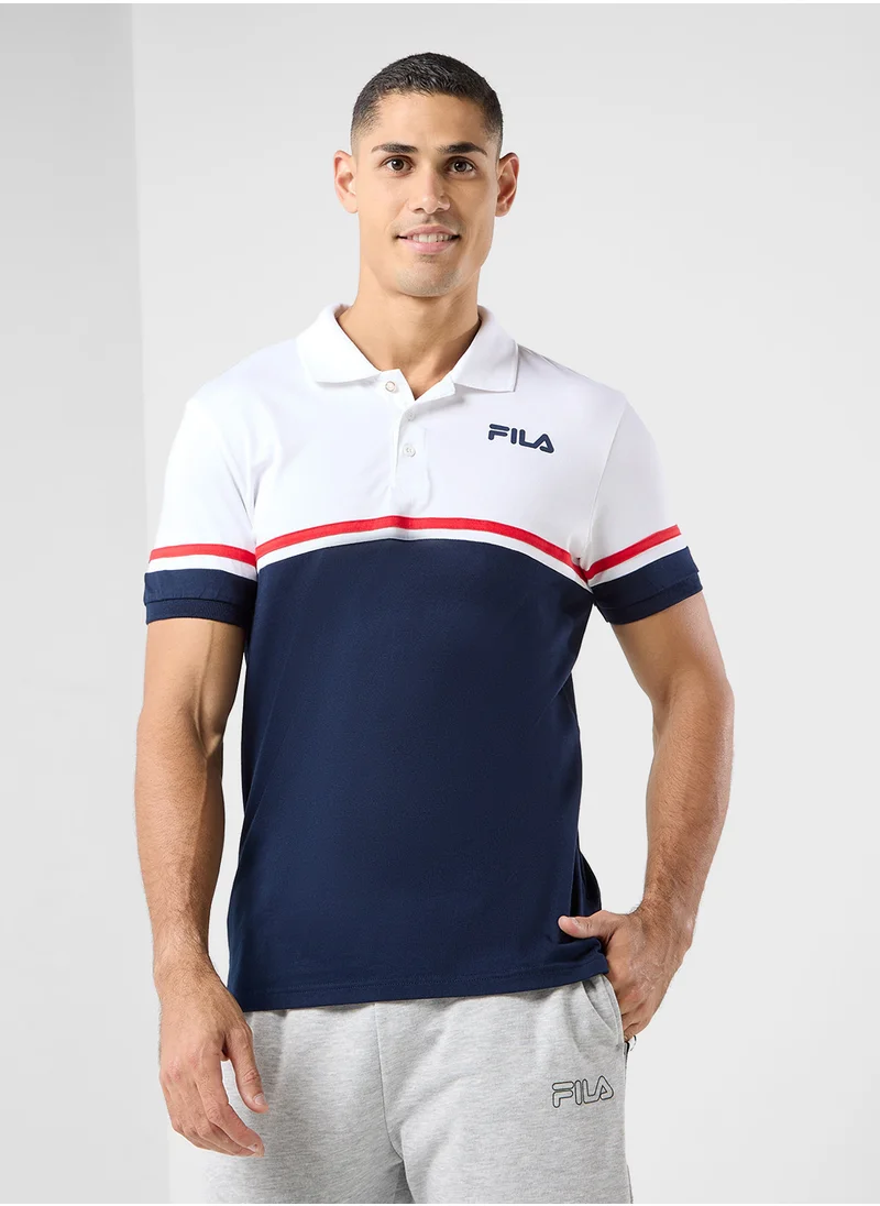 FILA Colour Block Polo Printed Shirt