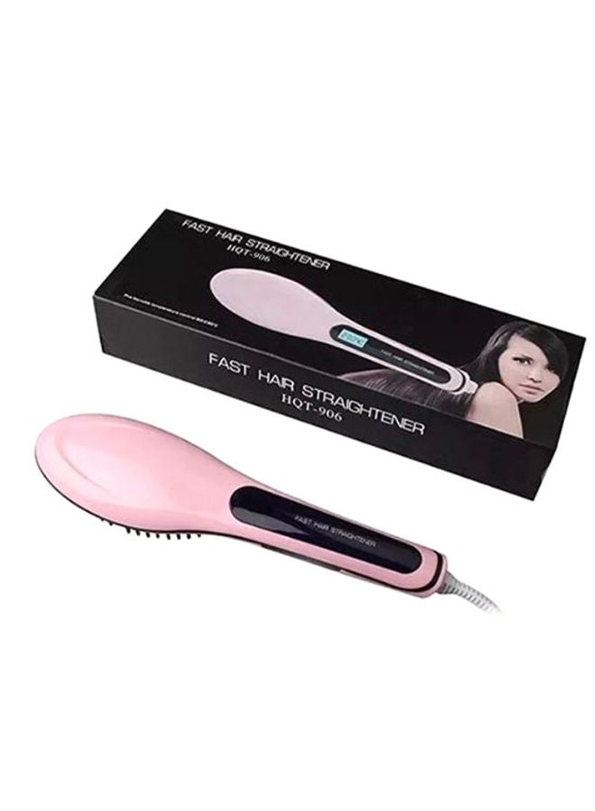 NIBEMINENT Electric LCD Fast Hair Straightening Brush Pink/Black