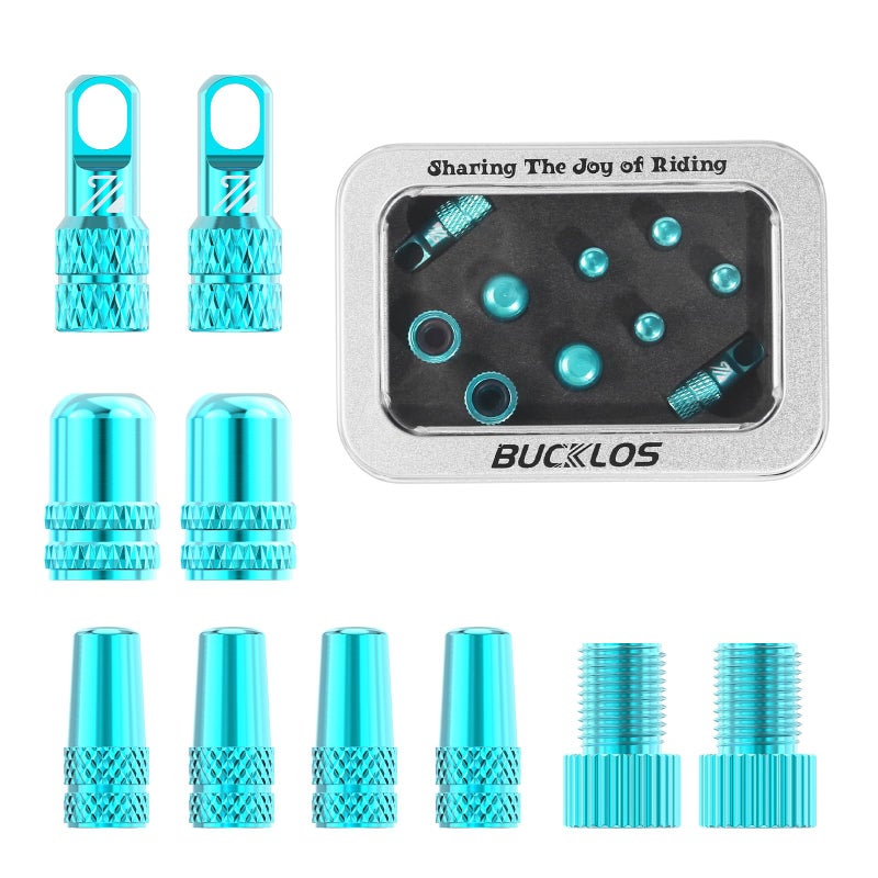 BUCKLOS مجموعة أغطية صمامات إطارات الدراجة BUCKLOS، أغطية صمامات بريستا وصمامات شرايدر، غطاء صمام مع وظيفة إزالة قلب الصمام، محول صمام بريستا، 10 قطع تناسب الدراجات الجبلية والدراجات الهوائية - Image 1