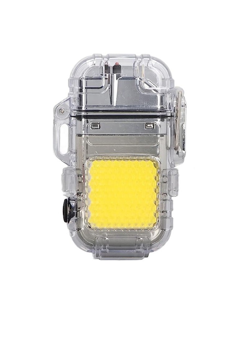 DIGI CORE - Dual Arc Lighter USB Charging Electric Lighter And Mini COB Light Keychain Light With 3 Flashlight Mode The Perfect Combo For All Your Lighting Needs For Indoor And Outdoor Use Silver - Image 1