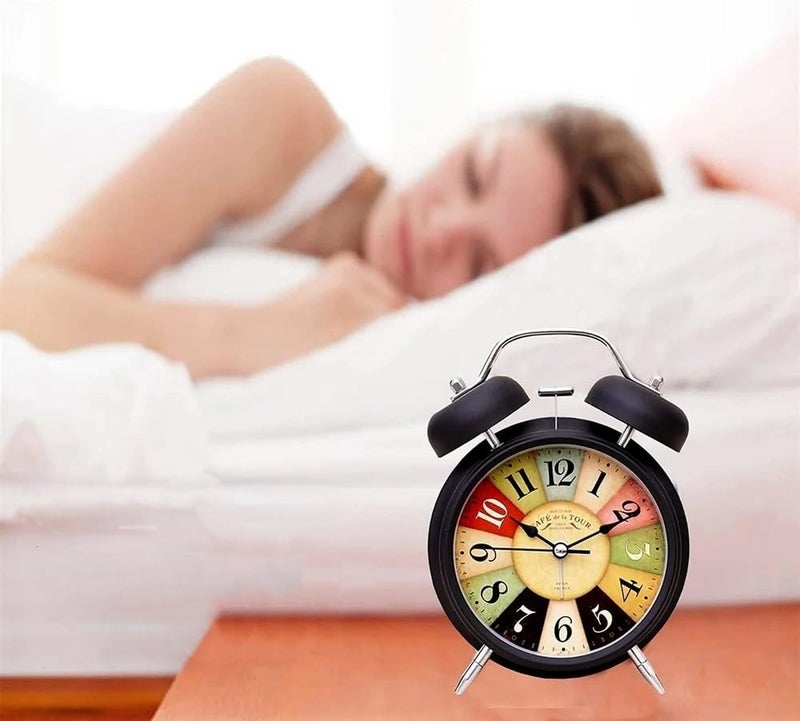 Inditradition Twin Bell Table Alarm Clock for Home Office Retro Vintage Look Analog Clock 4 Inches Matt Black - Image 2