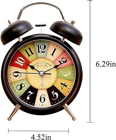 Inditradition Twin Bell Table Alarm Clock for Home Office Retro Vintage Look Analog Clock 4 Inches Matt Black - Image 5