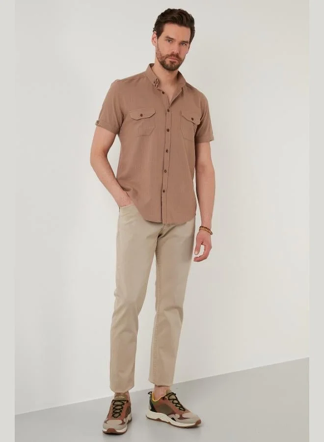 Buratti  Buratti Button-down Collar Cotton Slim Fit Pocket Shirt Men's SHIRT CF21S111153 for Men | Best Price UAE