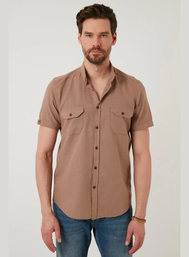 Buratti  Buratti Button-down Collar Cotton Slim Fit Pocket Shirt Men's SHIRT CF21S111153 for Men | Best Price UAE