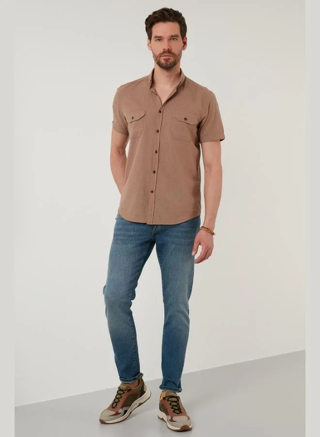 Buratti  Buratti Button-down Collar Cotton Slim Fit Pocket Shirt Men's SHIRT CF21S111153 for Men | Best Price UAE