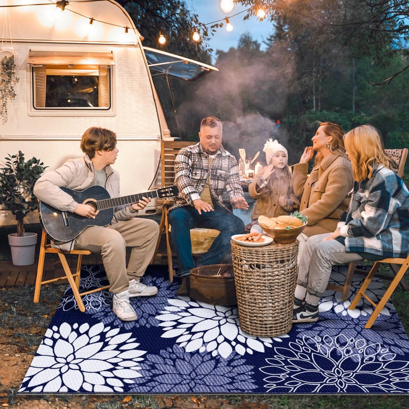 LuxStep Outdoor Rug Waterproof Outdoor Plastic Straw Rug Reversible Patio Rug Mat Outdoor Decor Large Area Mats for RV, Picnic, Backyard, Deck, Balcony, Porch, Beach, Camping, 4'x 6',Blue - Image 2