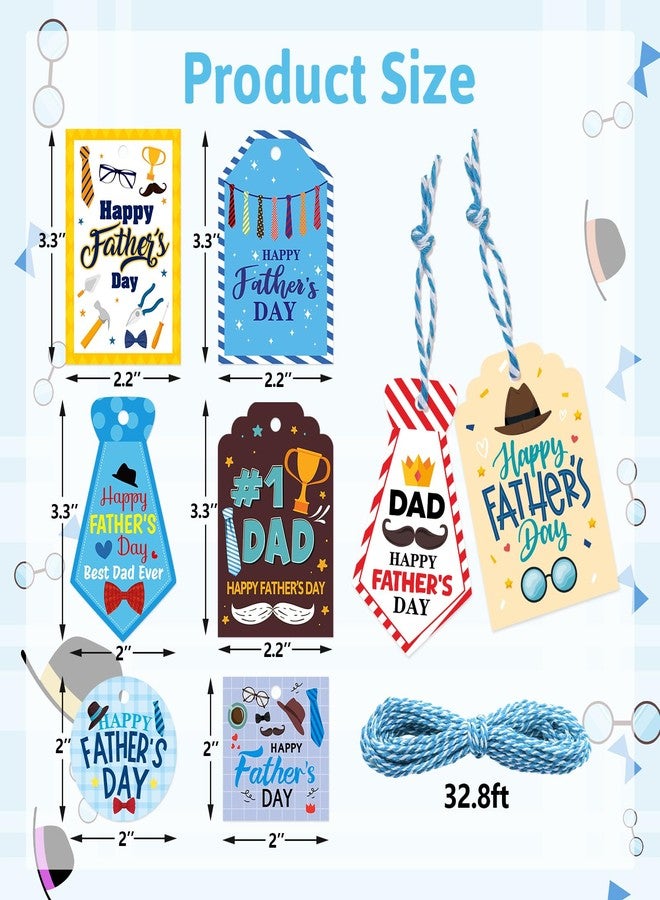 Ceiba Tree 60Pcs Fathers Day Gift Tags with String Happy Father's Day Hanging Tags for Gift Wrapping Supplies Party Decorations - Image 3