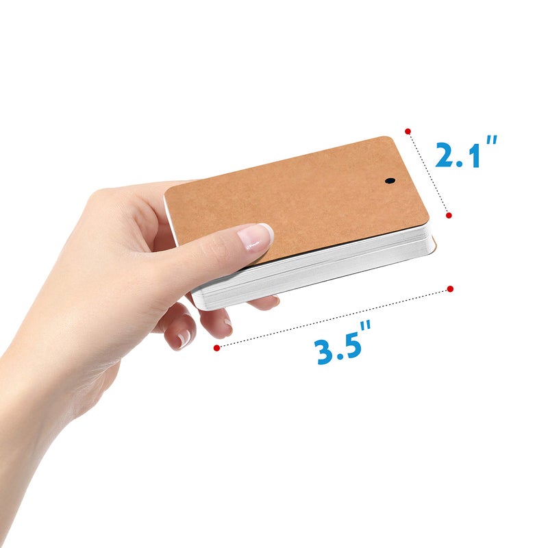 Vantasii 300 Pcs White Blank Customizable Index Flash Study Note Card Pad Kraft Paper with Binder Ring (50 Sheets per Set) - Image 2