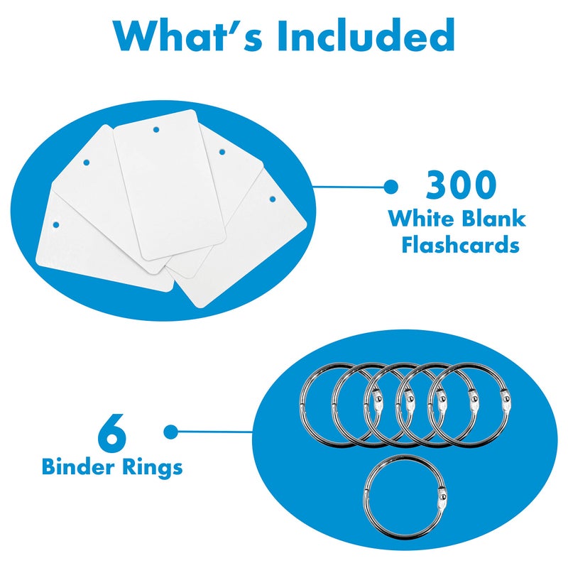 Vantasii 300 Pcs White Blank Customizable Index Flash Study Note Card Pad Kraft Paper with Binder Ring (50 Sheets per Set) - Image 4