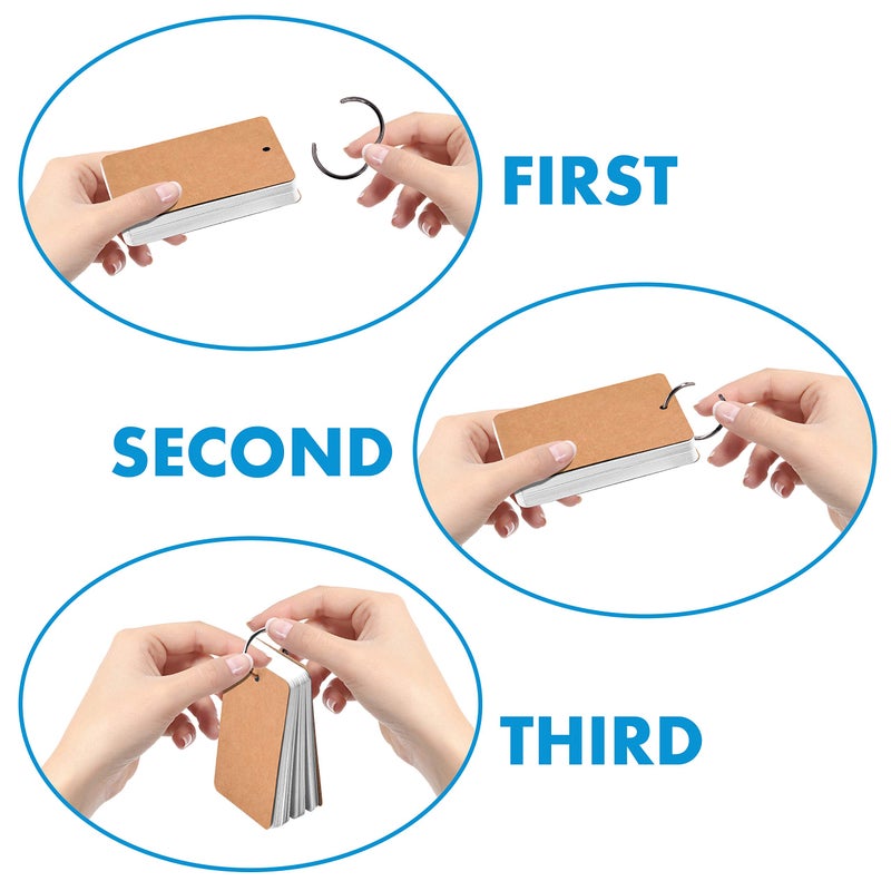 Vantasii 300 Pcs White Blank Customizable Index Flash Study Note Card Pad Kraft Paper with Binder Ring (50 Sheets per Set) - Image 3