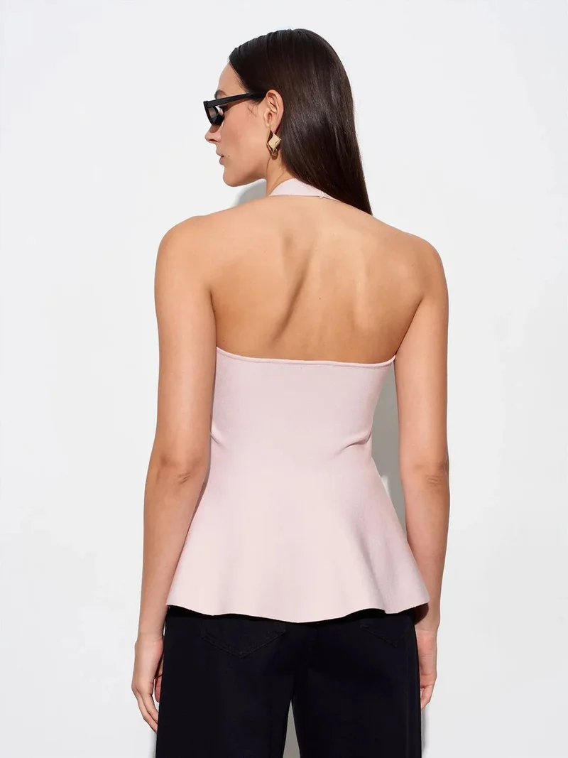 ديلفين DILVIN Seamless Halter Peplum Blouse