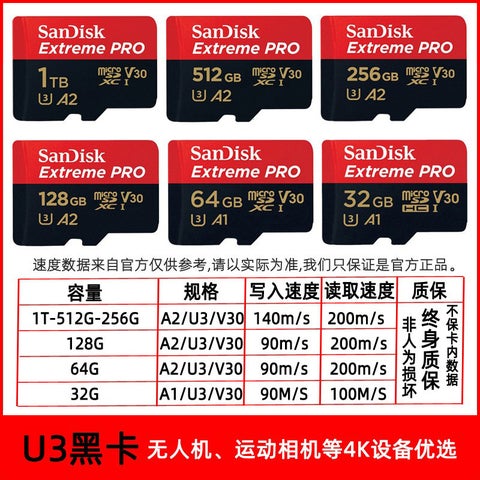 SanDisk High-Speed SD Memory Card 16-256GB U3 black card