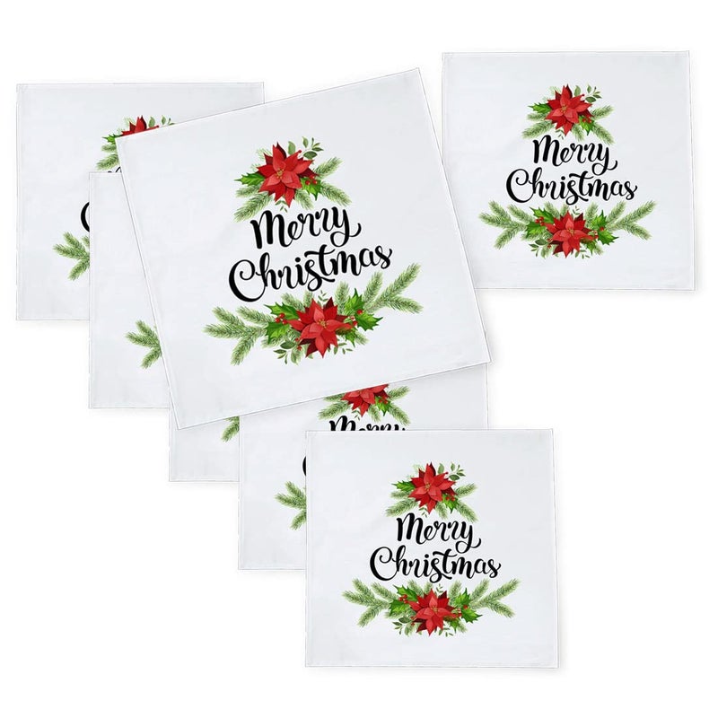 Khakee 6 Pcs Christmas Theme Silk Table Napkins 10x 10 for Xmas Decoration Christmas OrnamentsChristmas Giftxmas21108 - Image 1