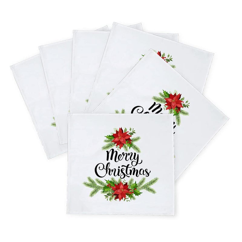 Khakee 6 Pcs Christmas Theme Silk Table Napkins 10x 10 for Xmas Decoration Christmas OrnamentsChristmas Giftxmas21108 - Image 2