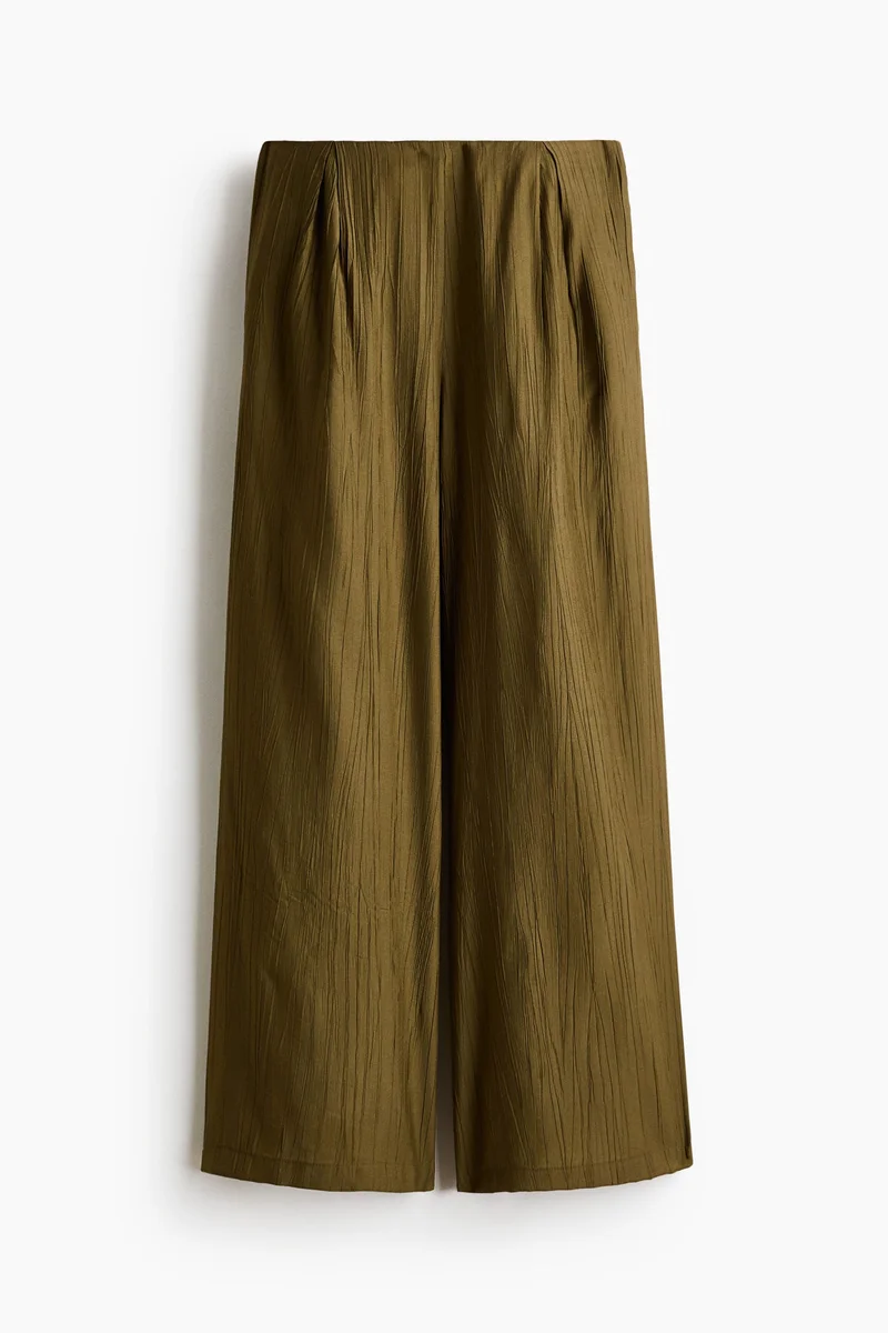 H&M Crinkled viscose-blend trousers
