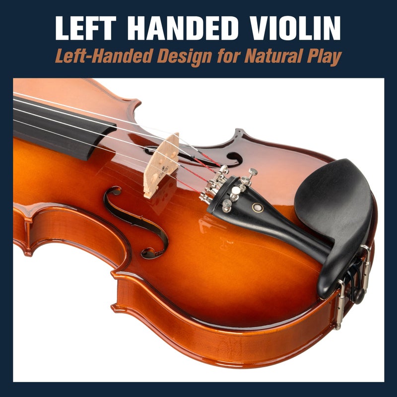Cecilio 4/4 Full-Size Left-Handed Violin, Solid Spruce Top & Maple Body Professional Fiddle Set Includes Hard Case, 2 Bows, Rosin, Bridges & Extra Strings - Image 3