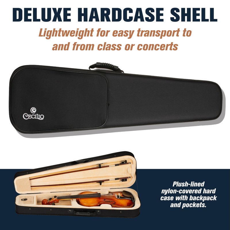 Cecilio 4/4 Full-Size Left-Handed Violin, Solid Spruce Top & Maple Body Professional Fiddle Set Includes Hard Case, 2 Bows, Rosin, Bridges & Extra Strings - Image 4