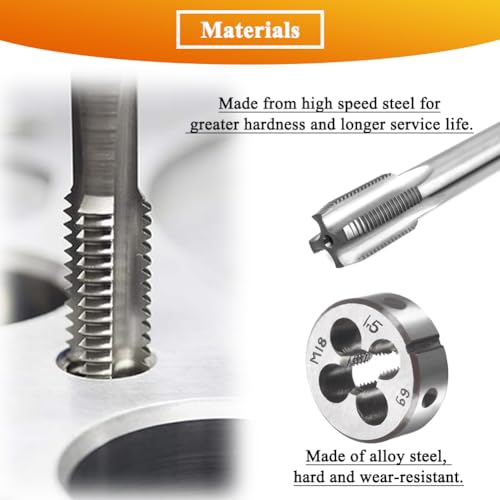 Teocpai Metric Tap and Die Set M18 x 1.5mm HSS Machine Thread Tap and Alloy Steel Round Die Right Hand… - Image 3
