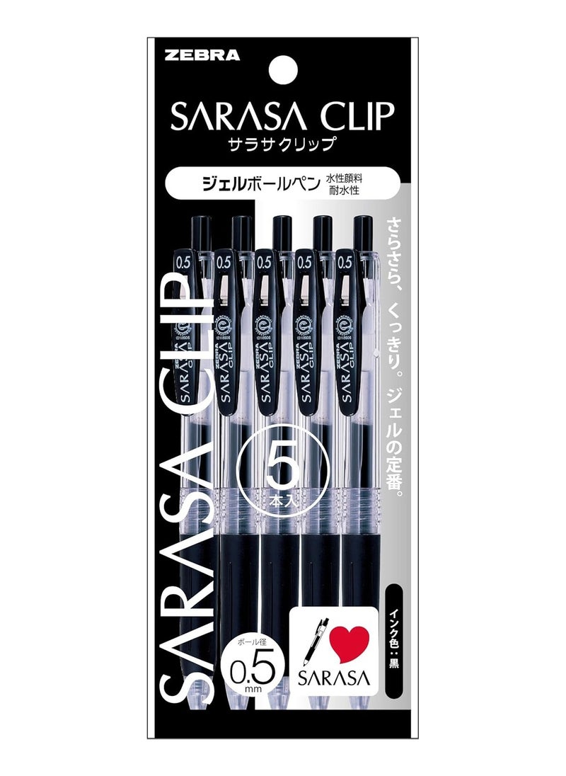 ZEBRA 5 Pieces Sarasa Gel Ink Ballpoint Pen Black 0.5mm  - Image 1