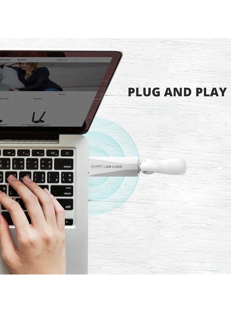 LB-LINK LB-LINK Dual Band Wi-Fi Adapter | 650Mbps Speed | Dual-Band Wi-Fi Adapter (2.4G+5G) | 6dBi High-gain Antenna | Plug & Play | WiFi Dongle  - Image 3