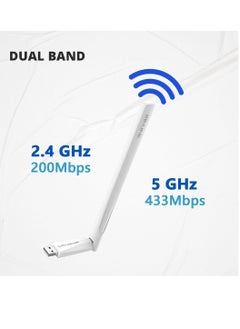 LB-LINK LB-LINK Dual Band Wi-Fi Adapter | 650Mbps Speed | Dual-Band Wi-Fi Adapter (2.4G+5G) | 6dBi High-gain Antenna | Plug & Play | WiFi Dongle  - Image 2