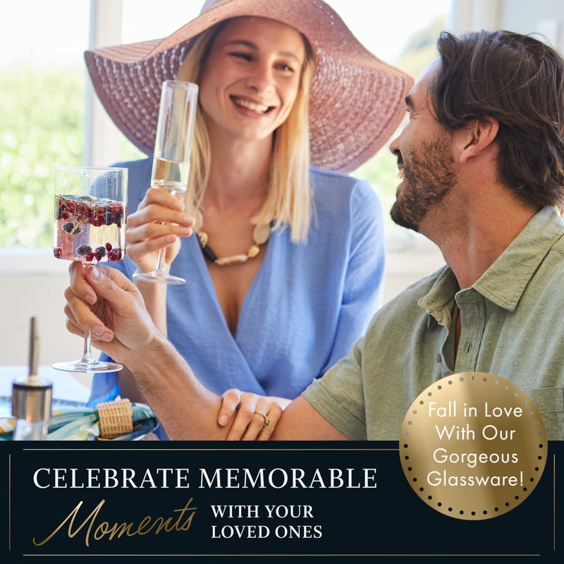 ELIXIR GLASSWARE Champagne Flutes, Edge Champagne Glass Set of 4 - Modern & Elegant for Women, Men, Wedding, Anniversary, Christmas, Birthday - 6oz, Premium Crystal - Image 2