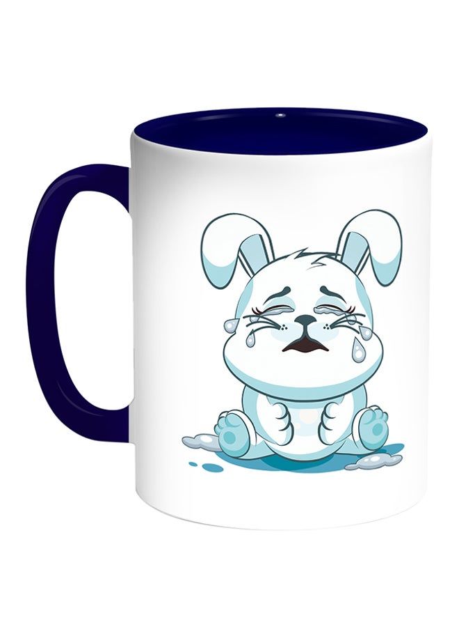 RKN Rabbit Printed Coffee Mug White/Blue 11ounce - Image 1
