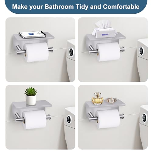 soaez Brushed Nickel Bathroom Hardware Set, 5 Pieces Towel Bar Bathroom Accessories, Upgraded Toilet Paper Holder with Shelf Set, 23.6 Inch Towel Rack Towel Holder for Bathroom Wall - Image 3