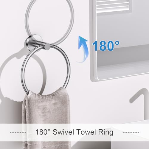 soaez Brushed Nickel Bathroom Hardware Set, 5 Pieces Towel Bar Bathroom Accessories, Upgraded Toilet Paper Holder with Shelf Set, 23.6 Inch Towel Rack Towel Holder for Bathroom Wall - Image 4