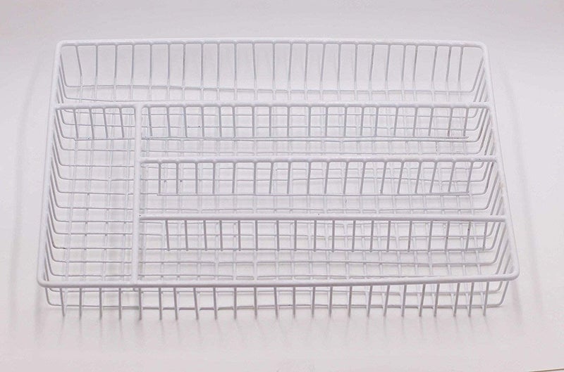 INDIAN DECOR 28970 Stainless Steel Large Cutlery Tray 36 x 26 cm White 36 x 26 cm  - Image 1