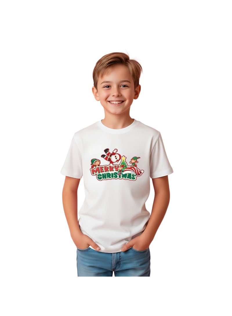 برينت شوب فور مي تي شيرت عيد ميلاد سعيد للأطفال - تي شيرت قطني بأكمام قصيرة للجنسين ورقبة دائرية - ملابس للعطلات للأولاد والبنات - تي شيرت ناعم ومريح للحفلات - Image 1