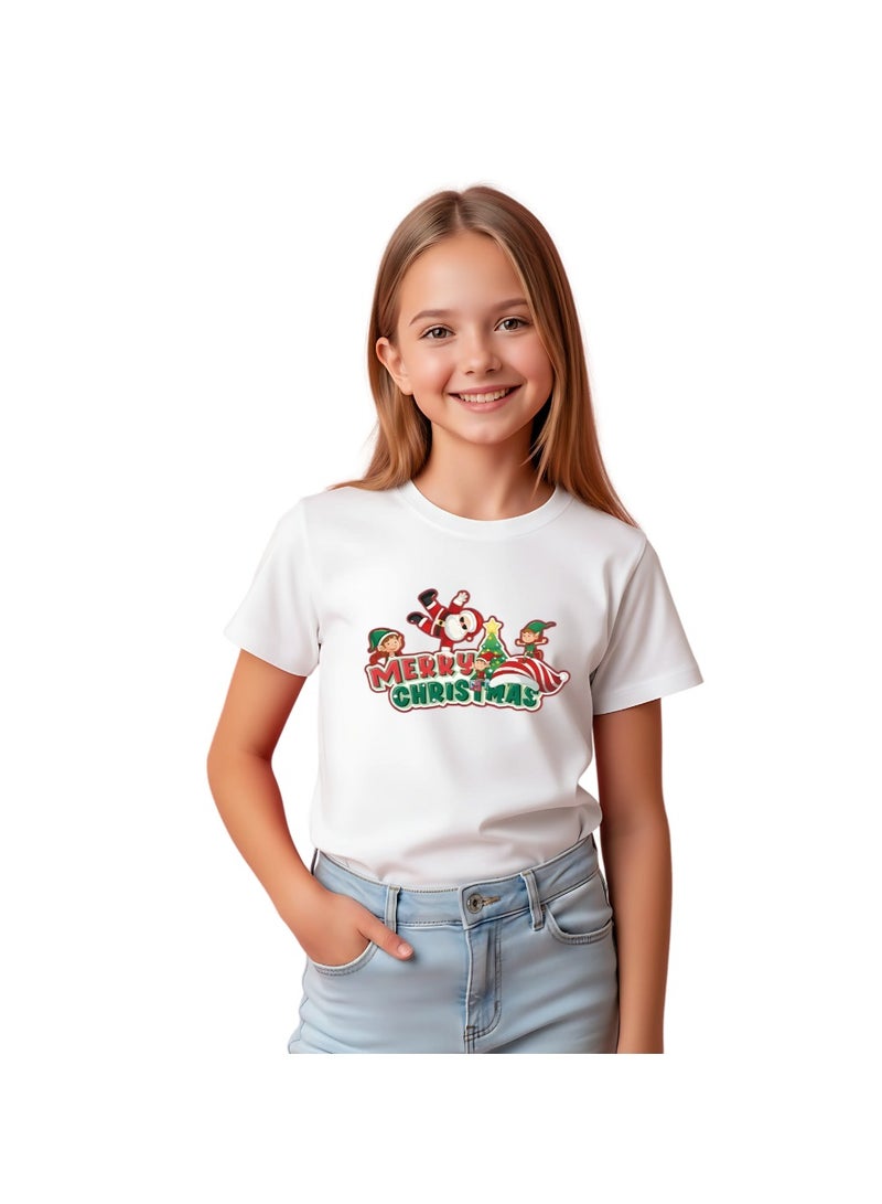 برينت شوب فور مي تي شيرت عيد ميلاد سعيد للأطفال - تي شيرت قطني بأكمام قصيرة للجنسين ورقبة دائرية - ملابس للعطلات للأولاد والبنات - تي شيرت ناعم ومريح للحفلات - Image 2