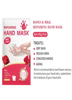 APPTI 2 Pcs Rose Milk Hand Mask, Moisturizing Repair Rough and Dry Skin for Men and Women, SPA Gloves for Hands Exfoliating Hand Peeling Masks for Soothing and Whitening Rough Skin  - Image 3