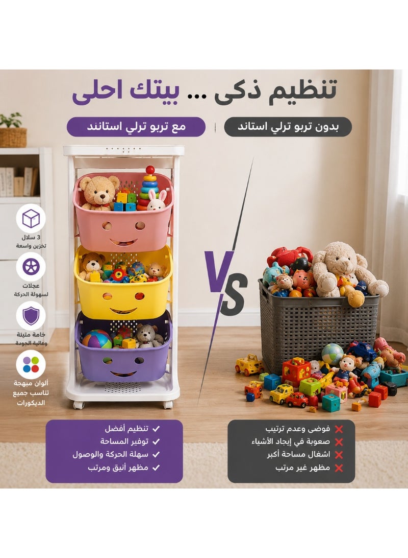Turbo 3 Tier Kids Toy Organizer and Storage Rack - Image 3