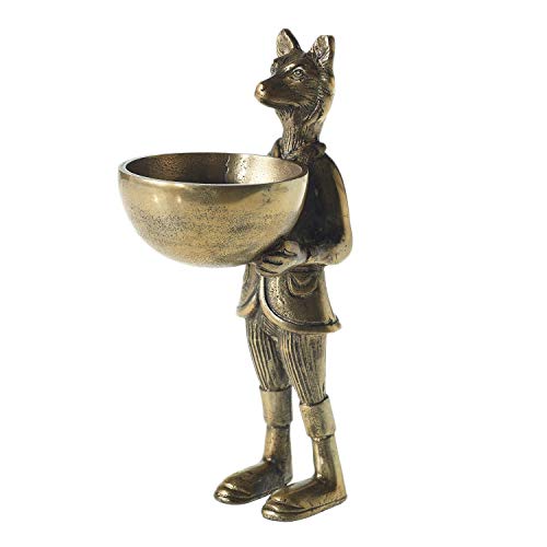 Accent Decor Eric and Eloise Collection 12inch Brass Figurine with Bowl Fox - Image 1