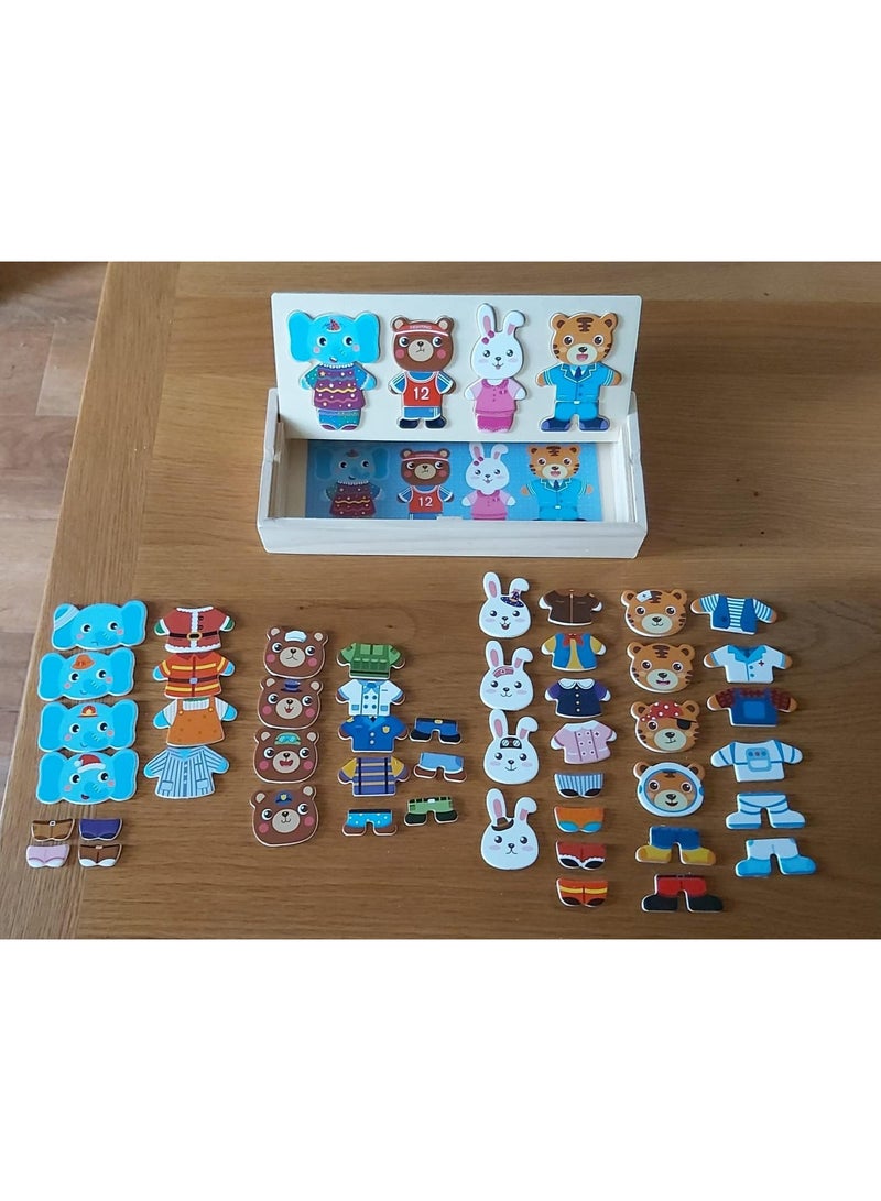 CMGTYYD Wooden Jigsaw Puzzles, Wooden Animal Dress Up Puzzles for Kids, Toddler Puzzles, Cartoon Animal Dress Up Puzzle, Educational Toy for Boys and Girls Age 2-5, Portable and Eco, Ideal Gift for Kids - Image 5