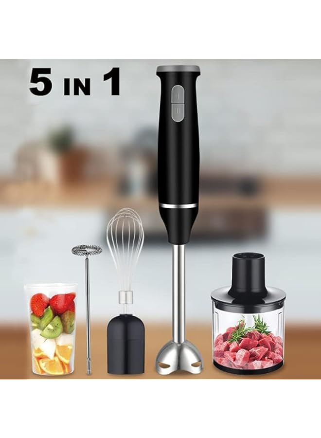 بروماس خلاط 5 في 1 مصنوع من الفولاذ المقاوم للصدأ مع مفرمة وخفاقة، عصا غمر بـ 6 سرعات - Image 5