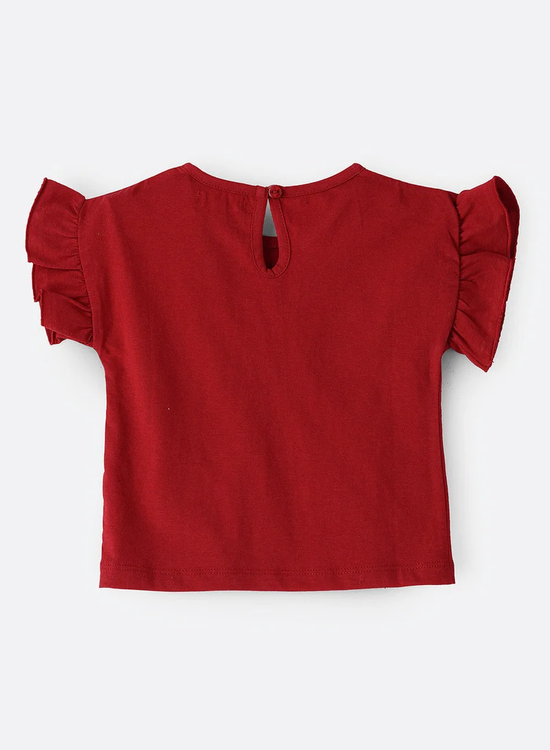 جيلين Knit top with frill at slv