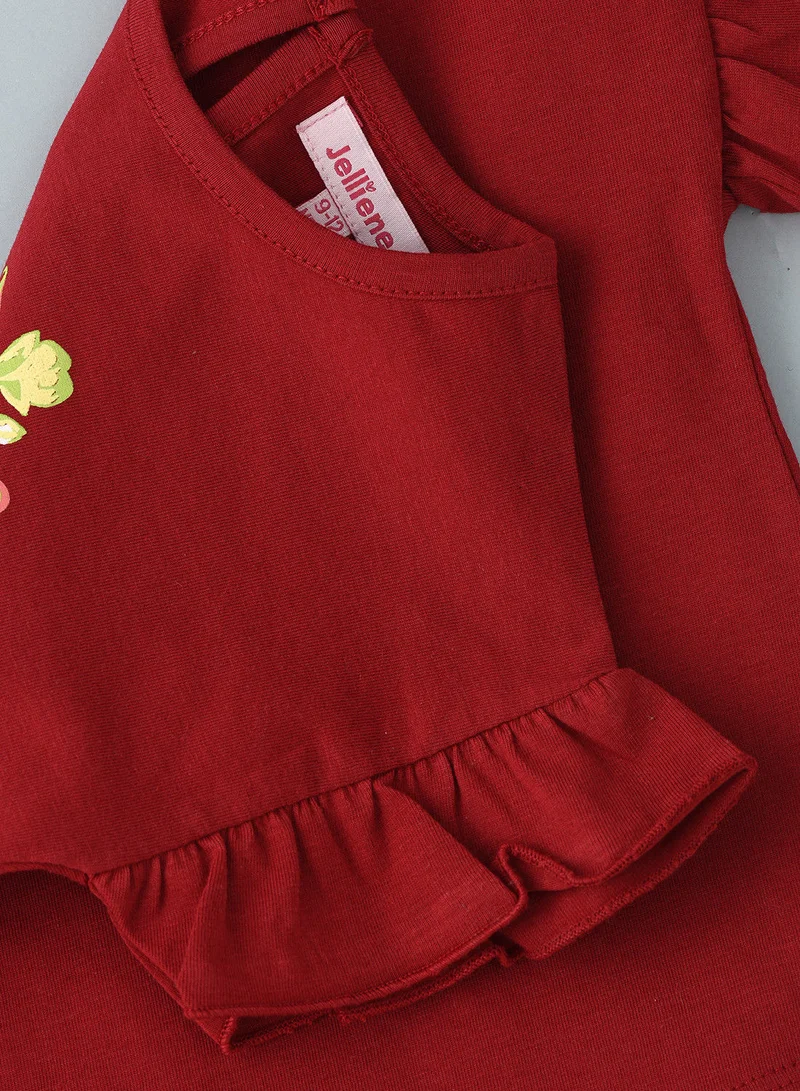 Jelliene Knit top with frill at slv