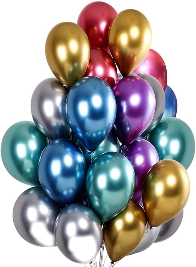 Secret Multicolor Metallic Balloons 50Pcs Chrome Metal Balloon Assorted Color Latex Party Balloons for Birthday Wedding Anniversary Graduation Baby Shower Party Decorations12 Inch