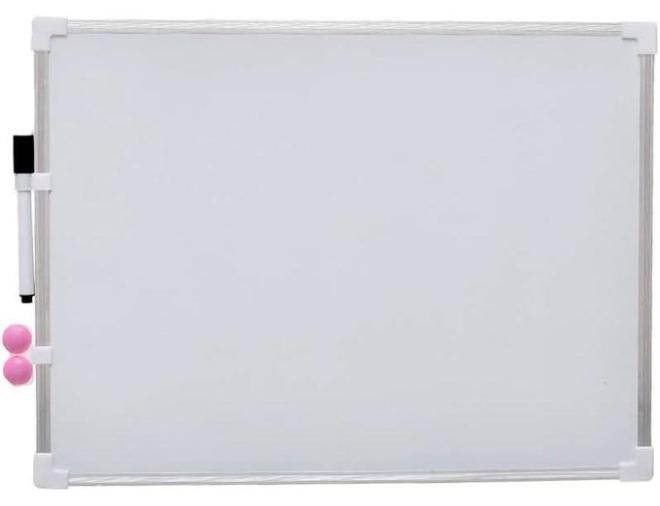 سبورة بيضاء مغناطيسية مع قلم وحامل – سبورة قابلة للمسح مقاس 20*30 سم بإطار فضي، قلم قابل للمسح، مشبك قلم مغناطيسي ومغناطيسات – مثالية للمكتب، والدراسة، والتخطيط، والتعليم، وتدوين الملاحظات اليومية – خفيفة الوزن، متينة، وسهلة التركيب - Image 1