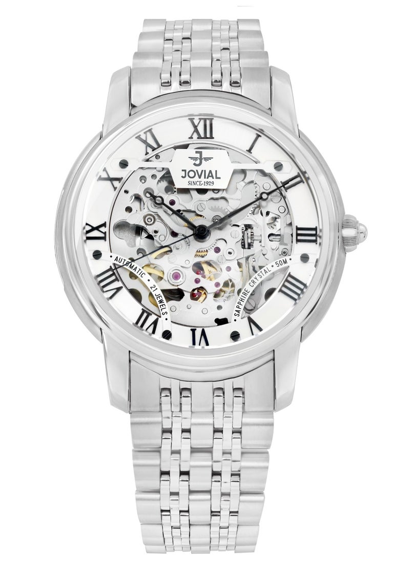 Jovial Men's Fashion metal band watch, 40mm, Silver  - Image 1
